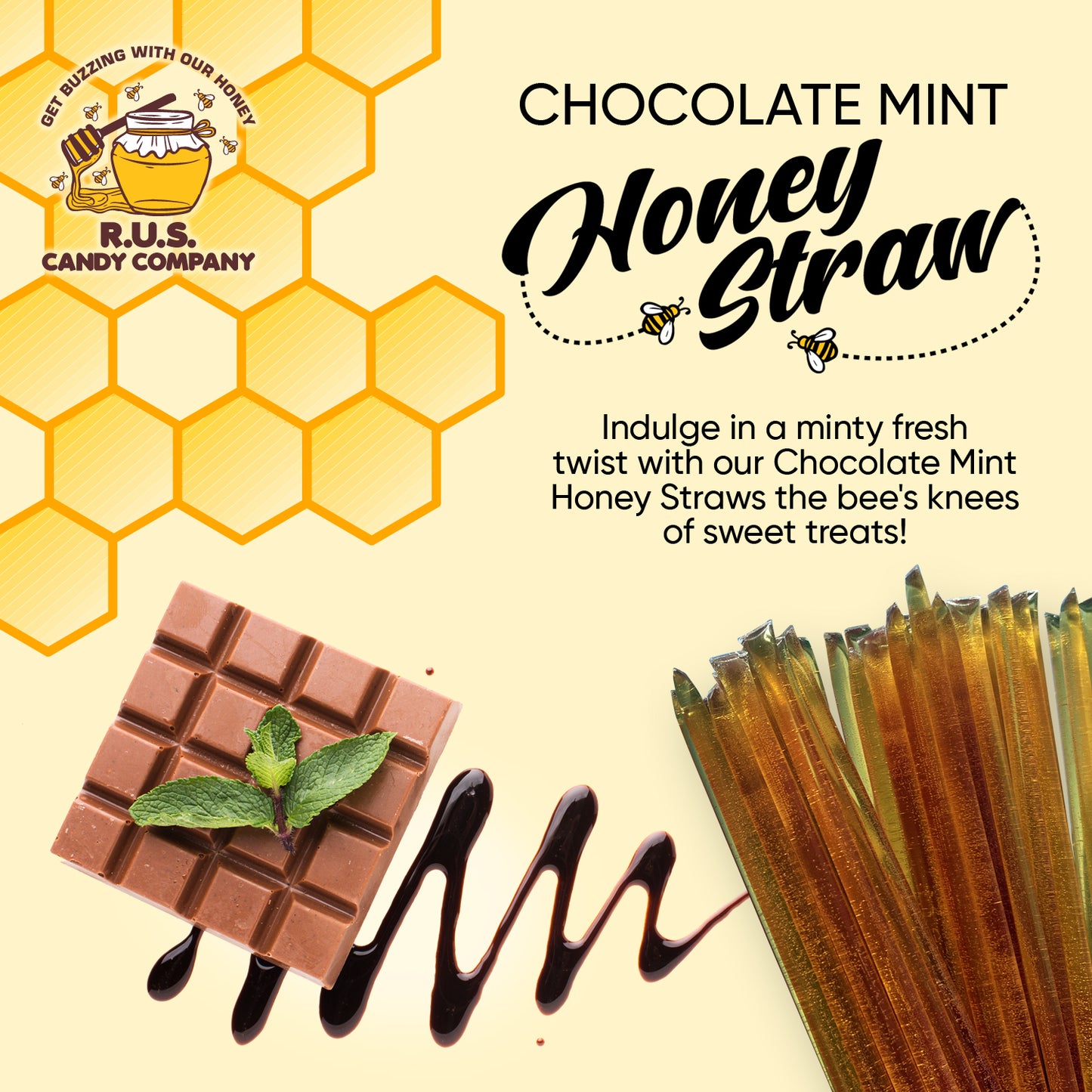 Honey Straws- 25 Pack- Chocolate Mint