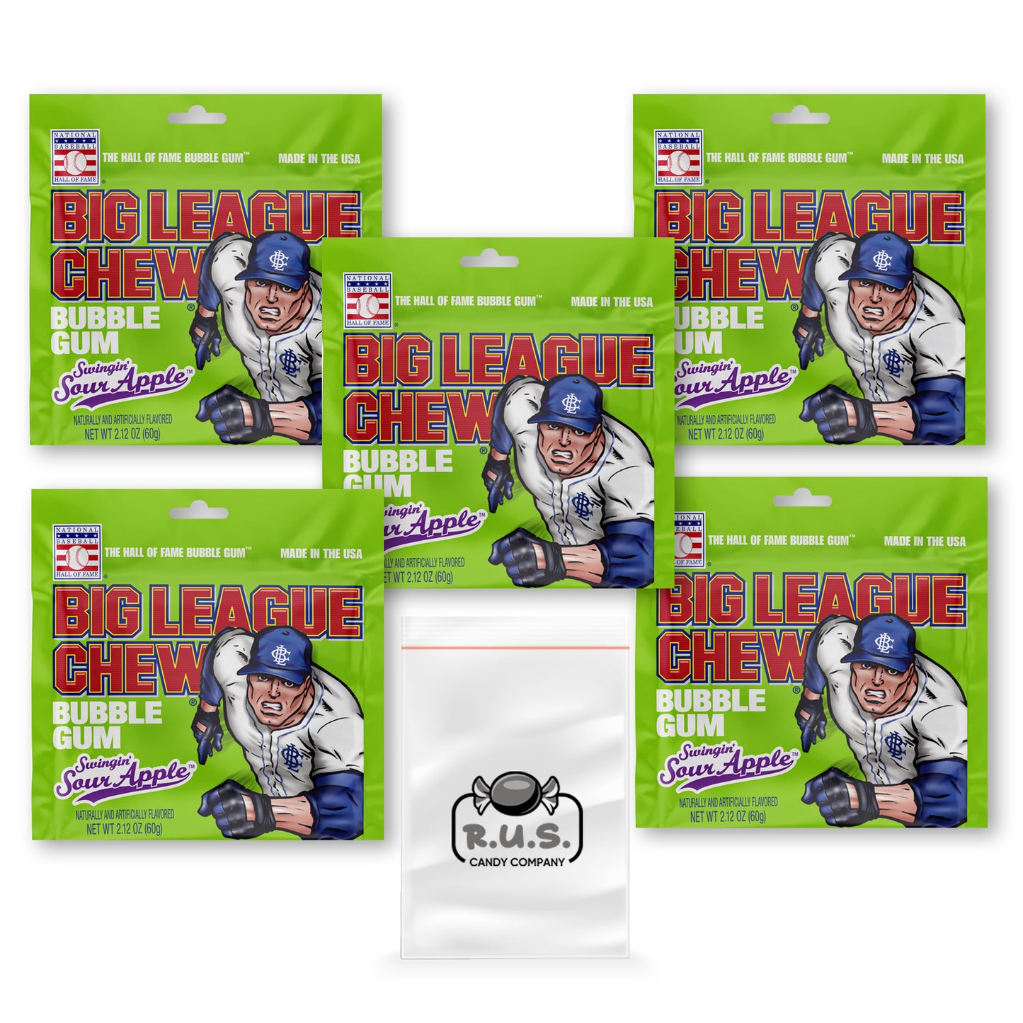 Big League Chew- Swingin' Sour Apple- 5 Pack